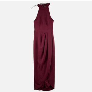 Xscape Dress Gown Women‎ 10 Sleeveless Halter Neck Wine Cocktail Burgundy
